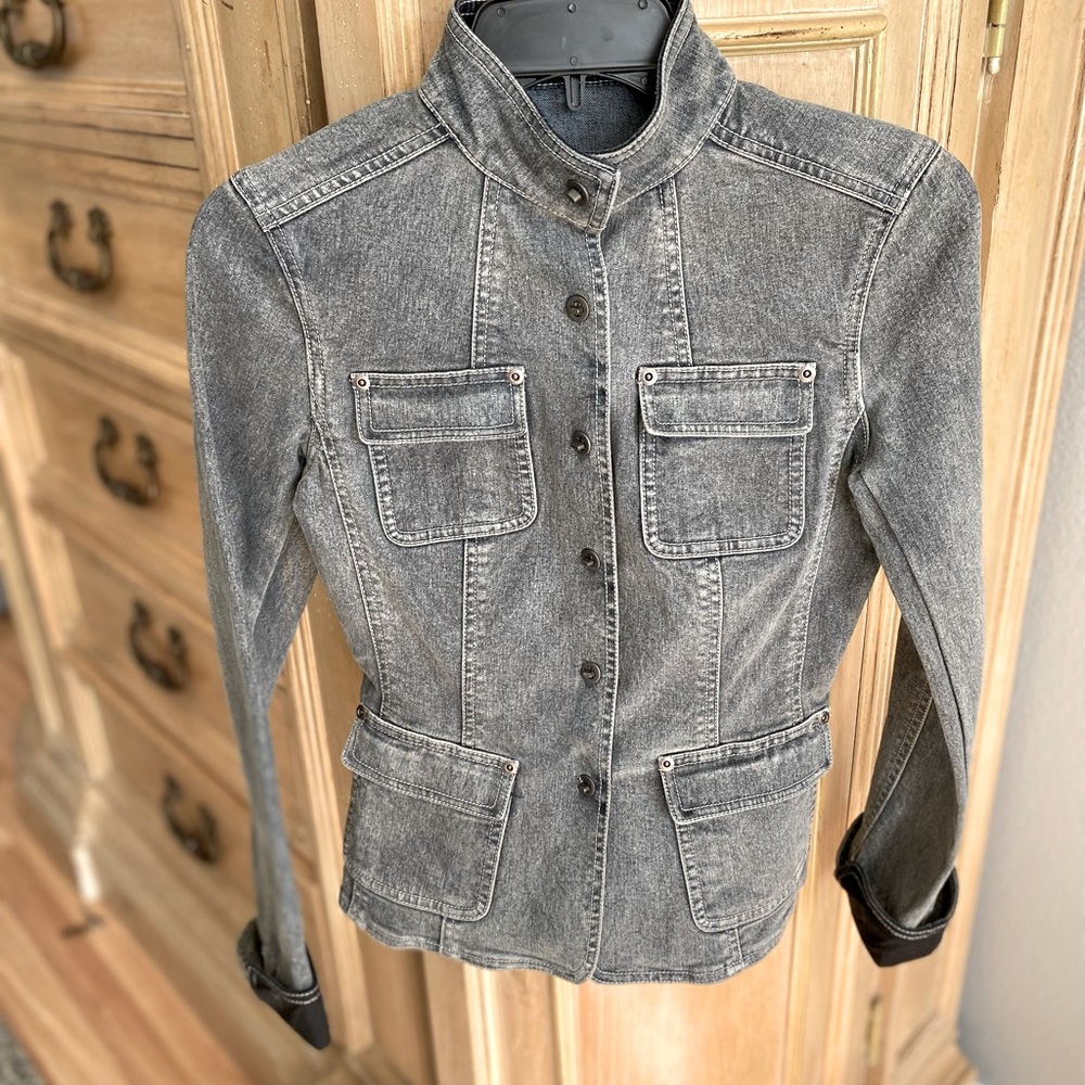 Grey Blue Denim Blazer
